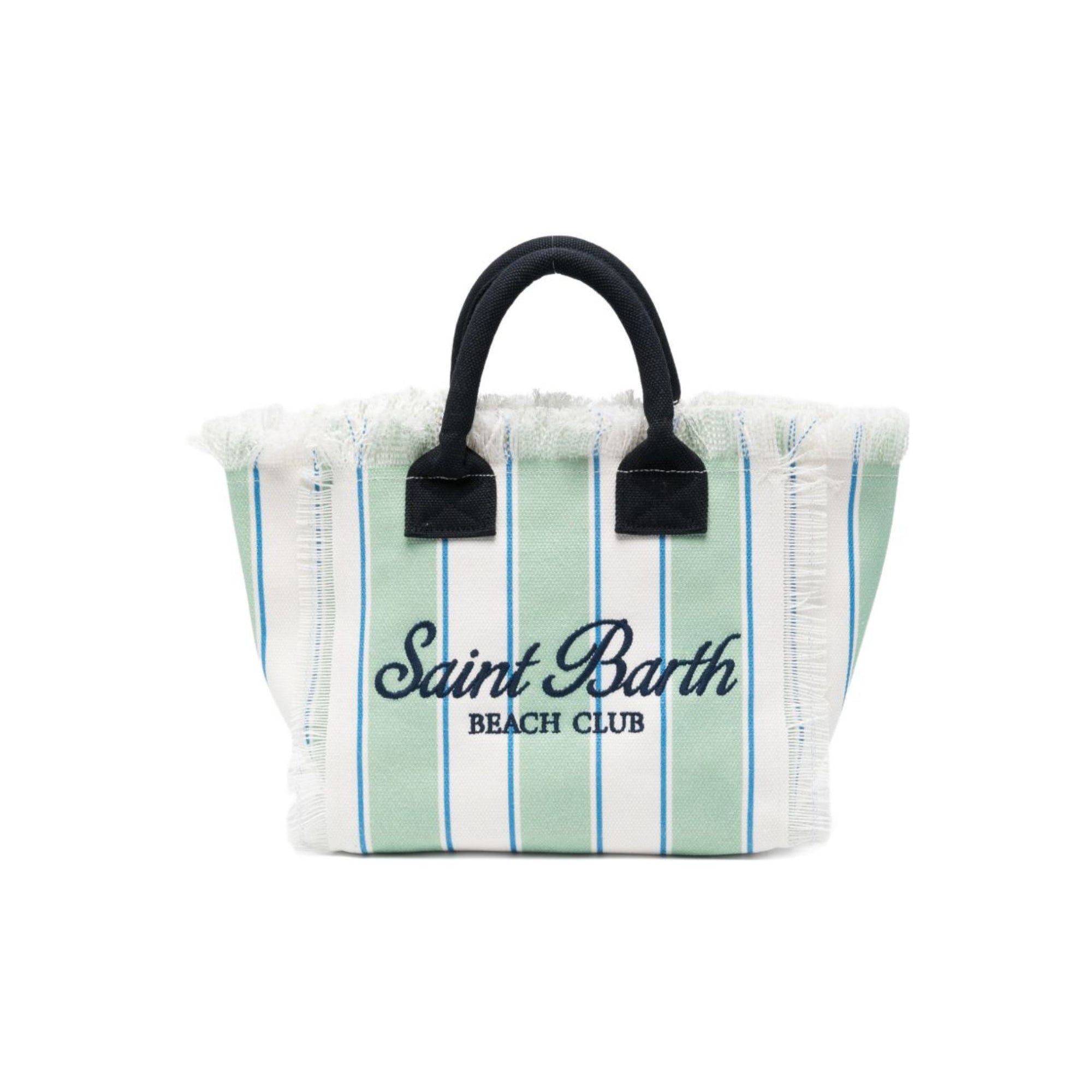 Borsa Colette MC2 Saint Barth bianca e verde con motivo a righe COL0001 00937L MC2 ST. BARTH KIDS