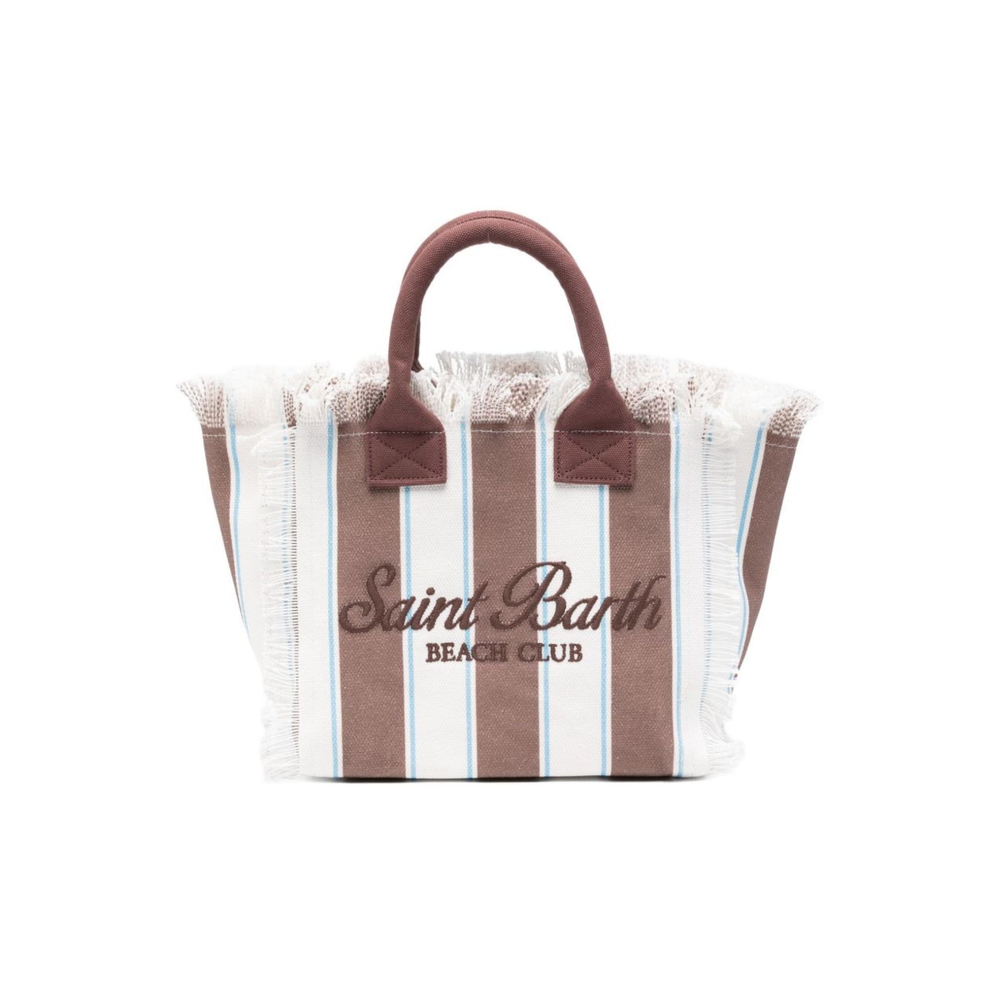 Borsa Colette MC2 Saint Barth bianca e marrone con motivo a righe COL0001 02597L MC2 ST. BARTH KIDS