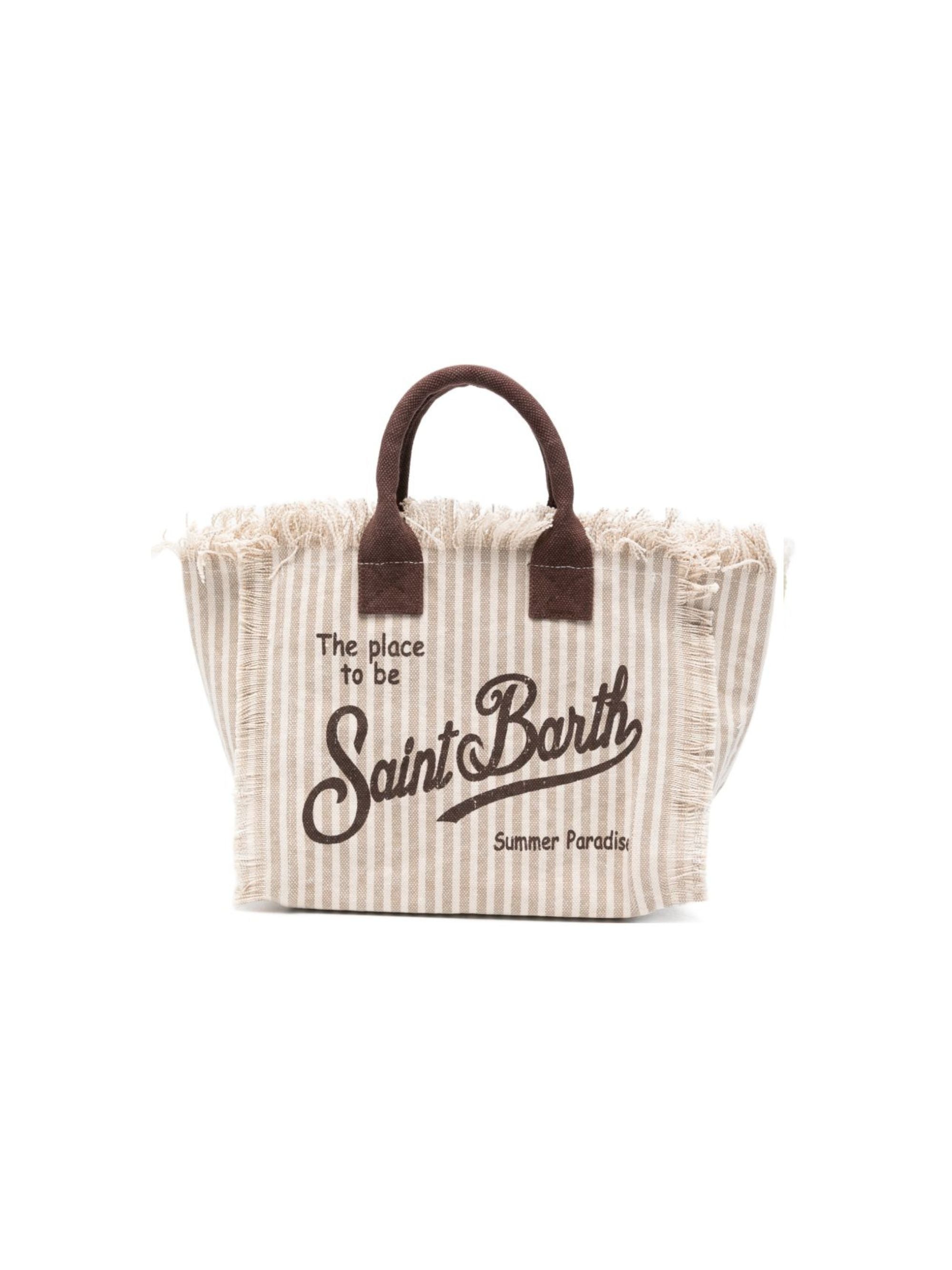 Borsa Colette MC2 Saint Barth bianca e beige con motivo a righe COL0001 03450L MC2 ST. BARTH KIDS