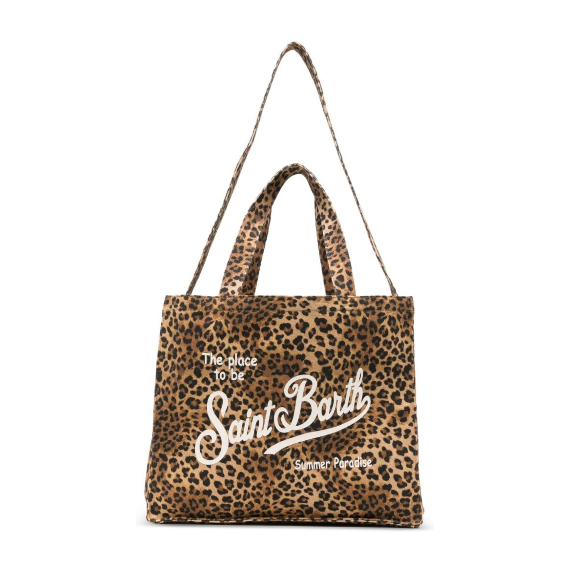 Borsa tote Essential Bag N MC2 Saint Barth marrone con stampa animalier e logo stampato EBAGN007 00653L MC2 ST. BARTH KIDS