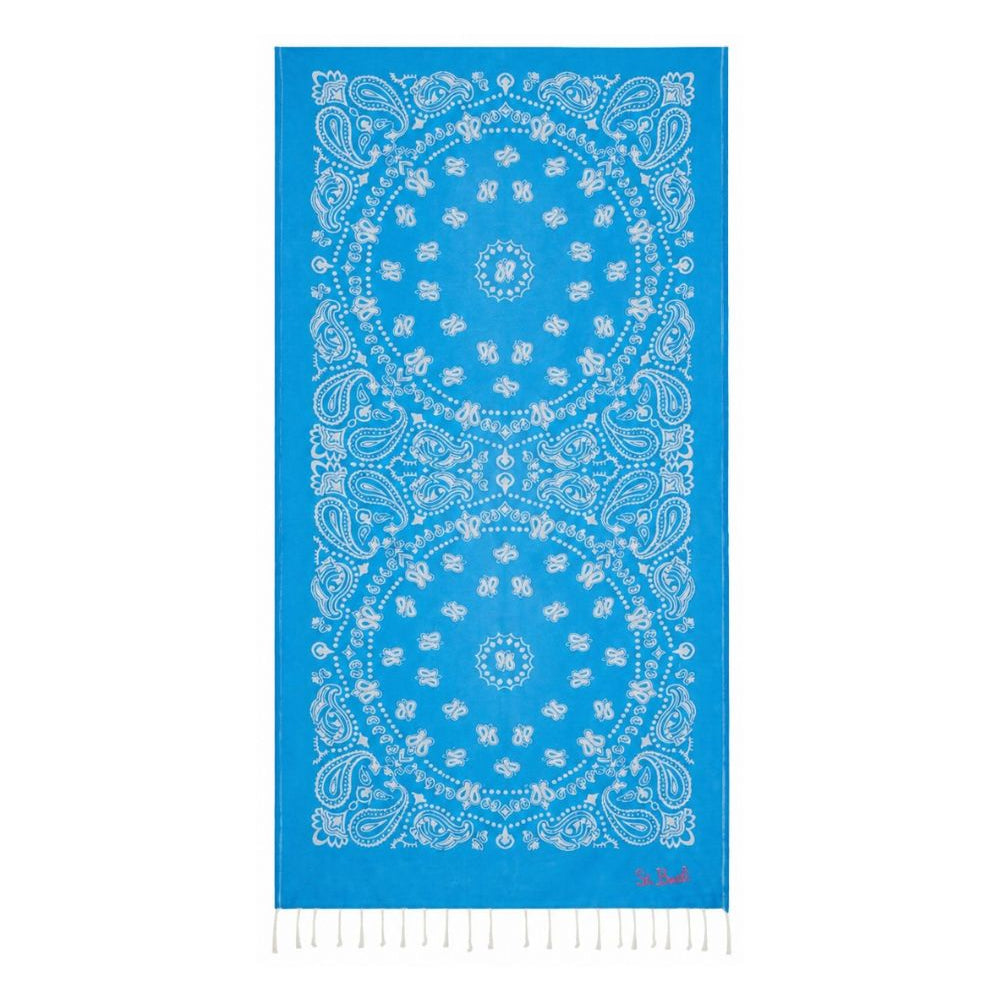 Telo mare per bambino MC2 Saint Barth Kids azzurro con stampa grafica all-over FOUT009 02703L MC2 ST. BARTH KIDS
