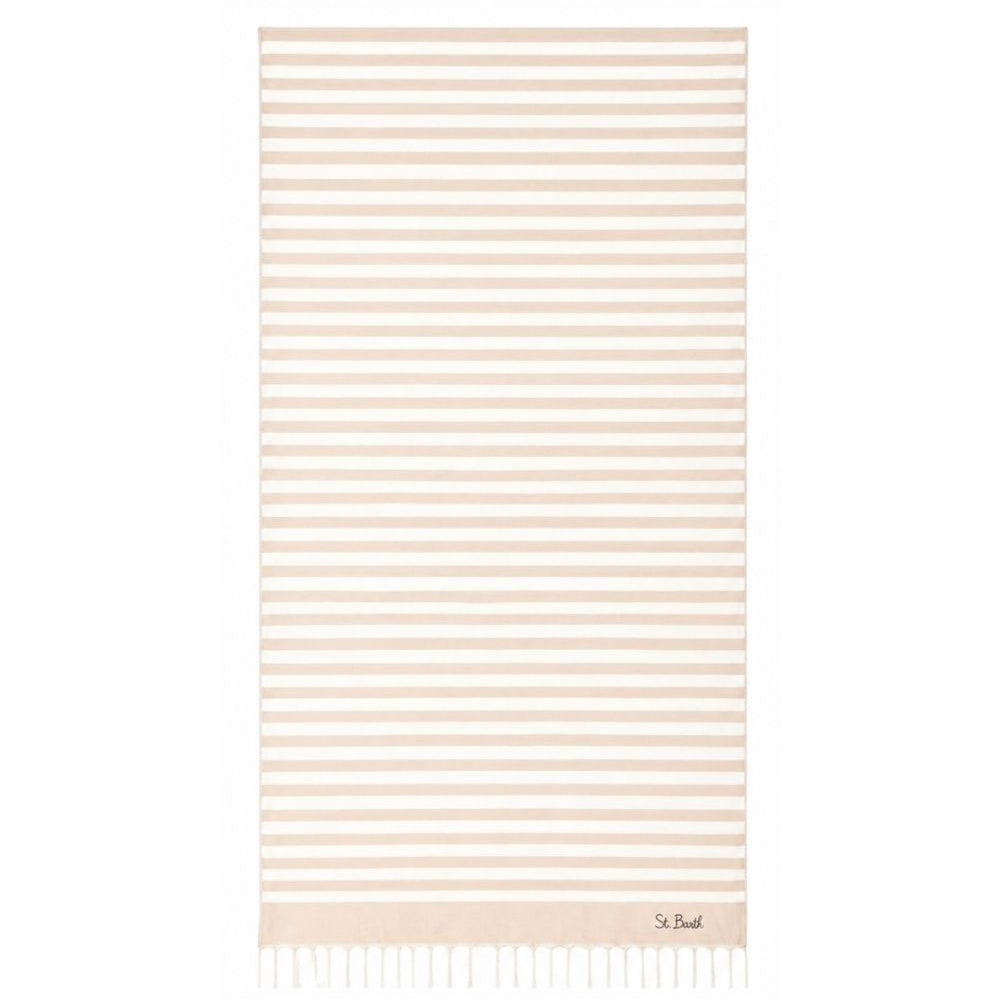 Telo mare MC2 Saint Barth beige e bianco con motivo a righe FOUT012 02753L MC2 ST. BARTH KIDS