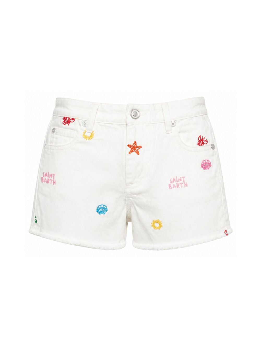 Shorts per bambina MC2 Saint Barth Kids bianchi con ricami marini KOK0001 03325L MC2 ST. BARTH KIDS