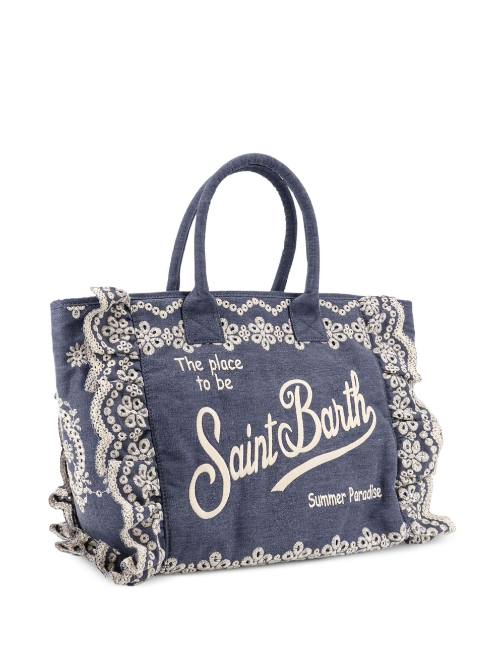 Borsa Vanity MC2 Saint Barth in denim con pizzo sangallo VANI0029 00485L MC2 ST. BARTH KIDS