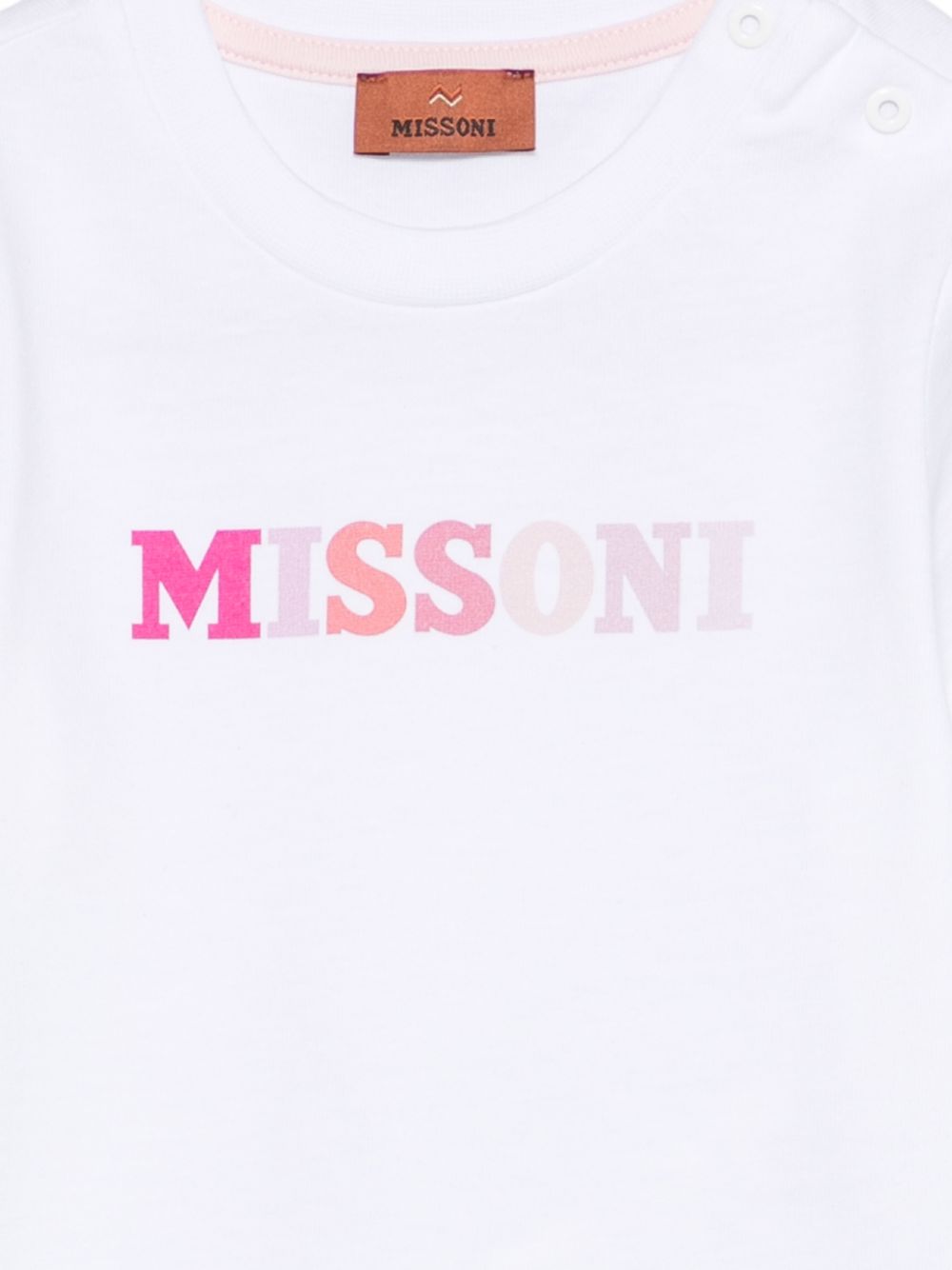 T-shirt per neonata Missoni Kids bianca con stampa logo sul davanti MY8021 Z3672 100 MISSONI KIDS