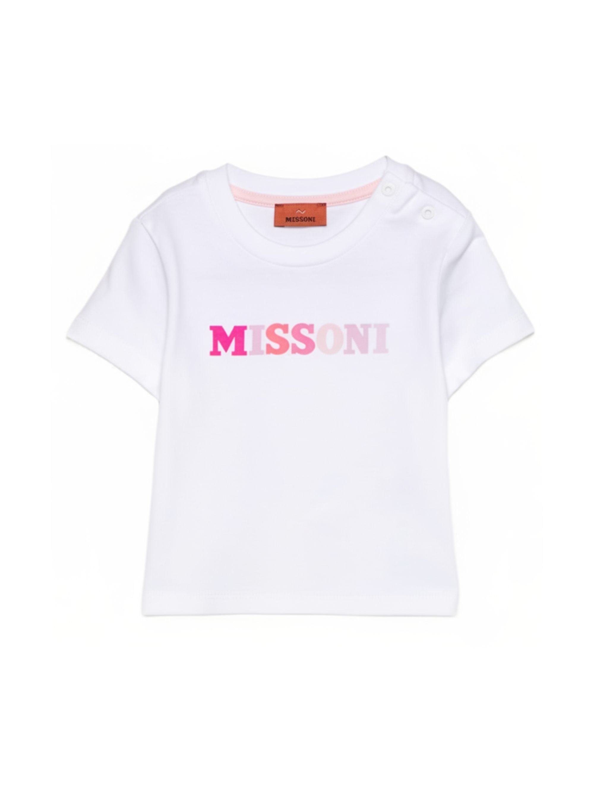 T-shirt per neonata Missoni Kids bianca con stampa logo sul davanti MY8021 Z3672 100 MISSONI KIDS