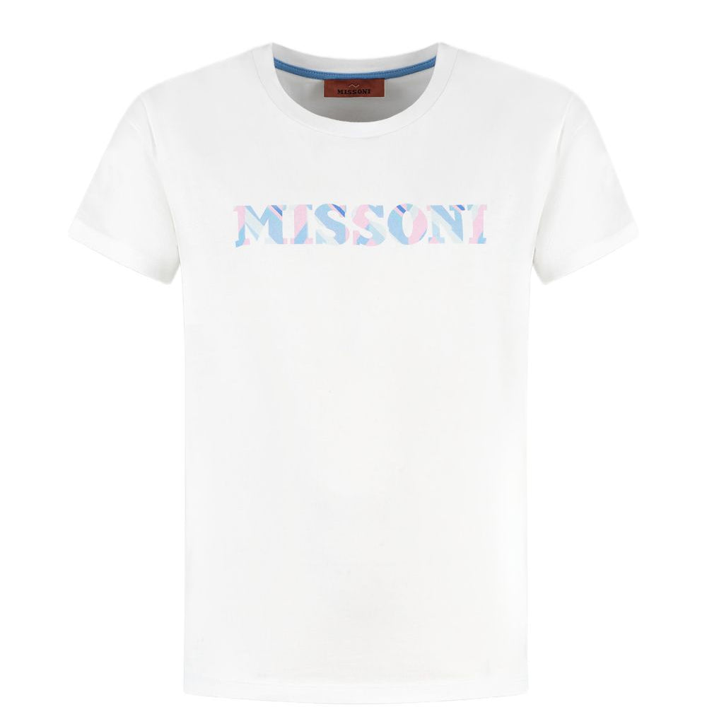 T-shirt per bambina Missoni Kids bianca con logo sul davanti MY8A41 Z3672 100 MISSONI KIDS