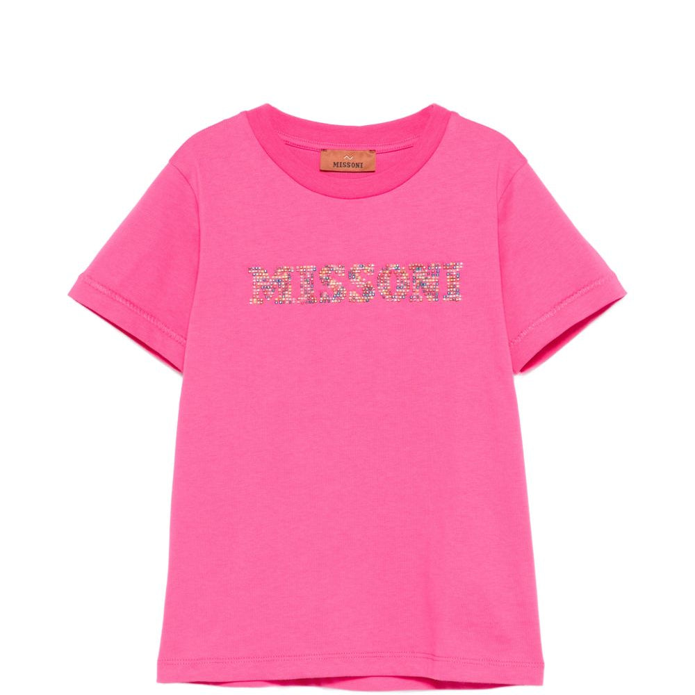 T-shirt per bambina Missoni Kids rosa con dettagli decorativi MY8A81 Z3672 513 MISSONI KIDS