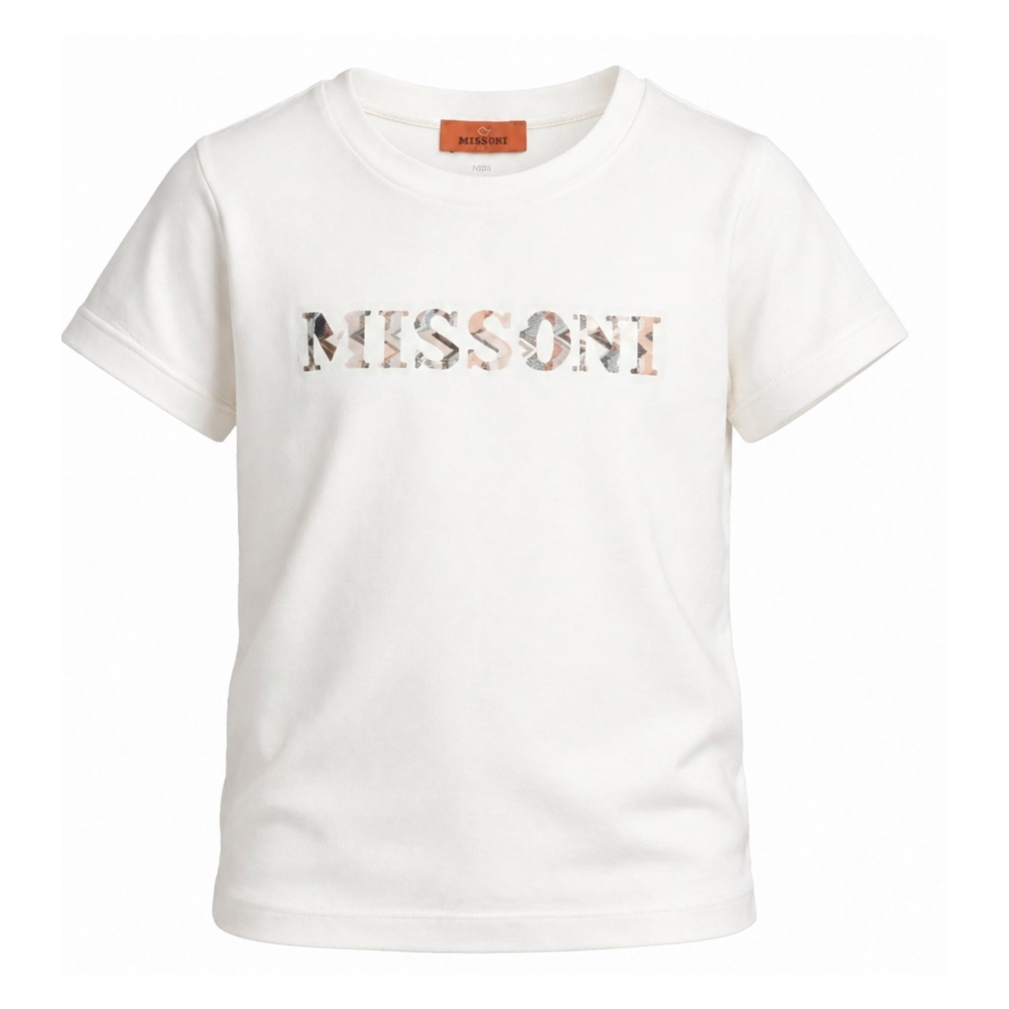 T-shirt per bambino Missoni Kids bianca con logo ricamato MY8P51 Z3672 102 MISSONI KIDS