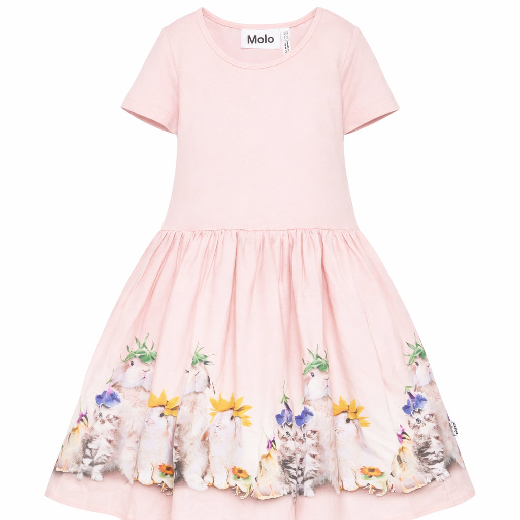 Abito per bambina Molo rosa con stampa grafica animali 2S26E102 5228 MOLO KIDS
