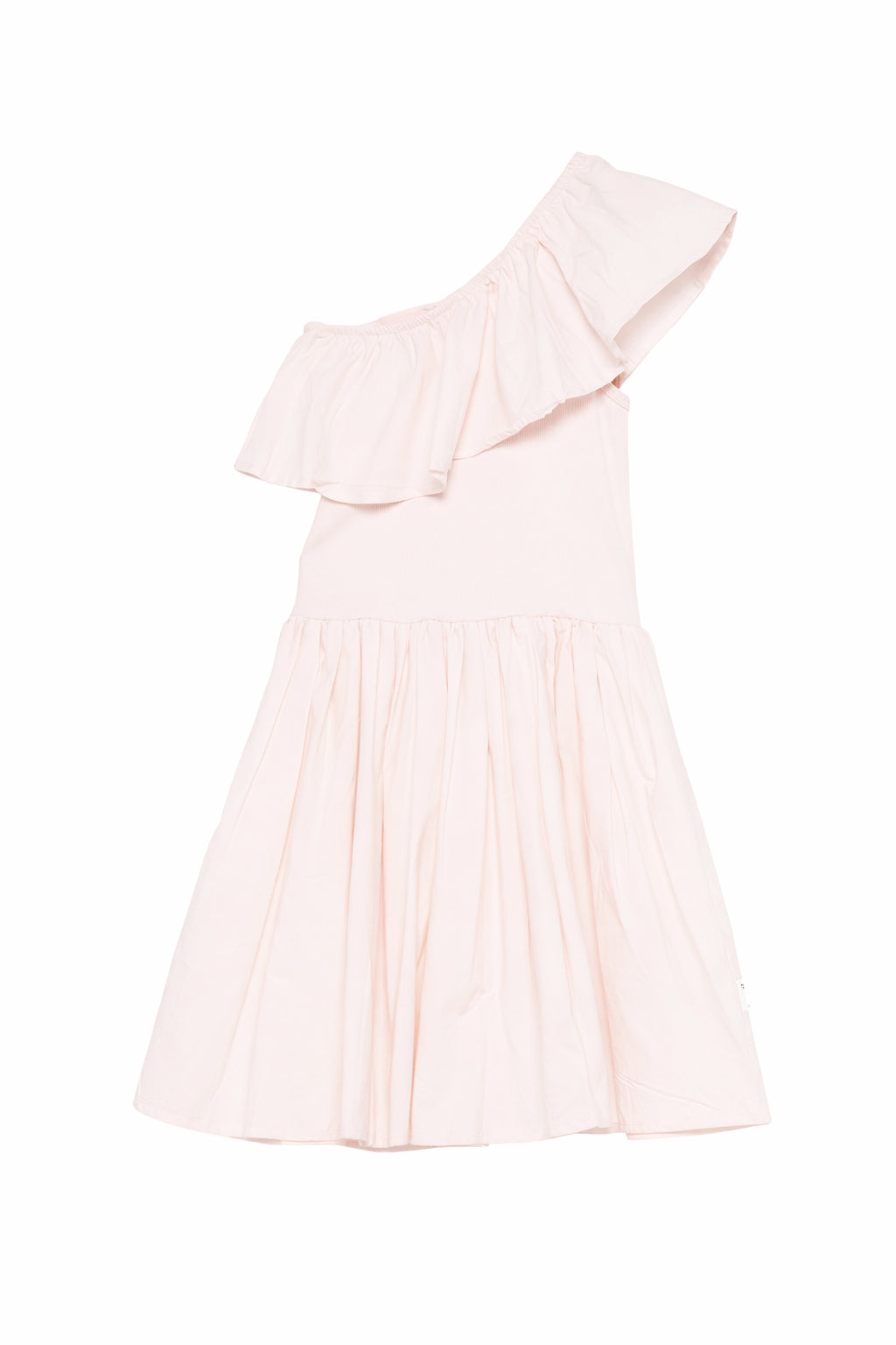 Abito monospalla per bambina Molo rosa chiaro con dettaglio balze 2S26E104 5647 MOLO KIDS