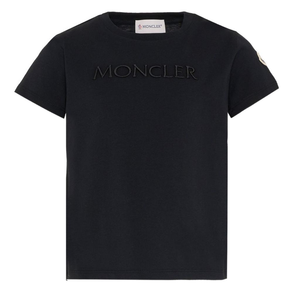 T-shirt per bambino Moncler Enfant nera con logo goffrato L19548C0000989AT9 999 MONCLER KIDS