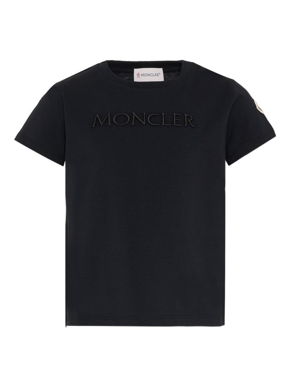 T-shirt per bambino Moncler Enfant nera con logo goffrato L19548C0000989AT9 999 MONCLER KIDS