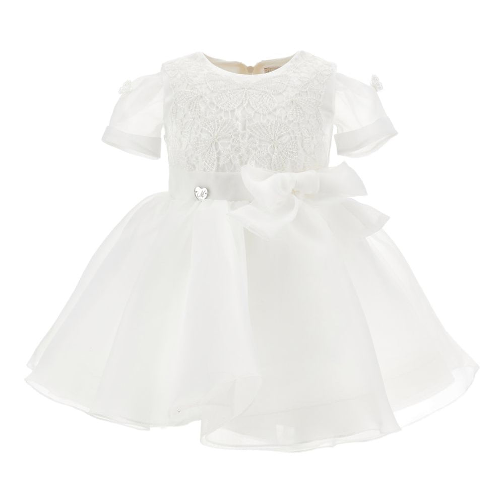 Abito per neonata Monnalisa bianco con dettaglio con fiocco 73G902 7112 0001 MONNALISA KIDS