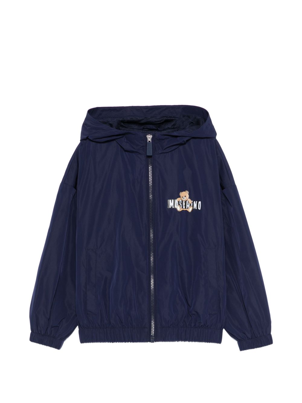 Giubbino per bambini Moschino Kids blu con stampa Teddy Bear sul davanti HUS05KL3A39 40016 MOSCHINO KIDS