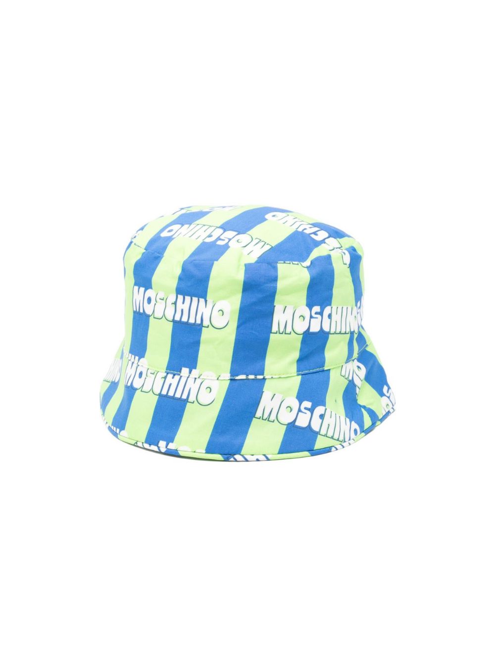 Cappello bucket per bambino Moschino Kids verde e azzurro con motivo a righe HUX02QLLB60 83676 MOSCHINO KIDS