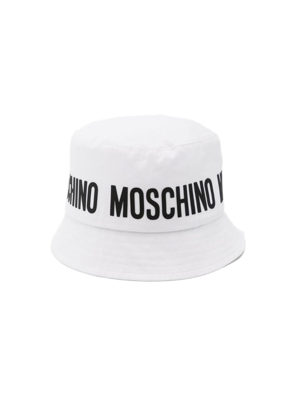 Cappello bucket per bambini Moschino Kids bianco con stampa logo HUY003LOA00 10101 MOSCHINO KIDS