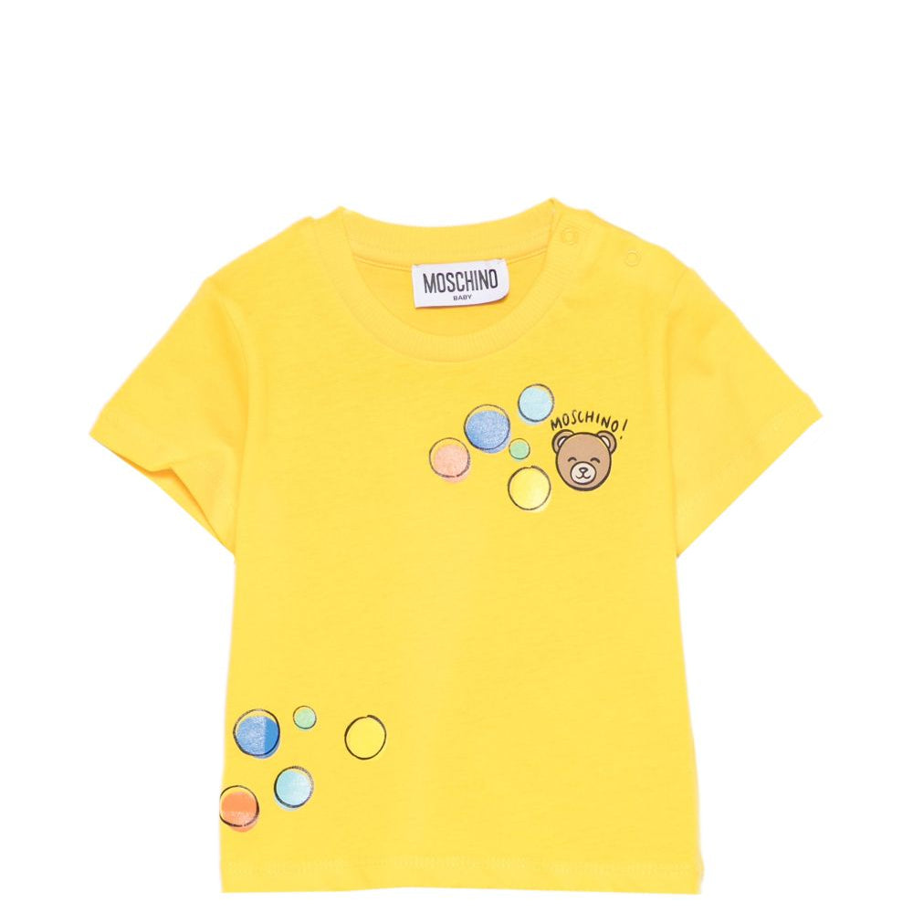 T-shirt per neonati Moschino Kids gialla con stampa grafica M5M047LAA03 50577 MOSCHINO KIDS