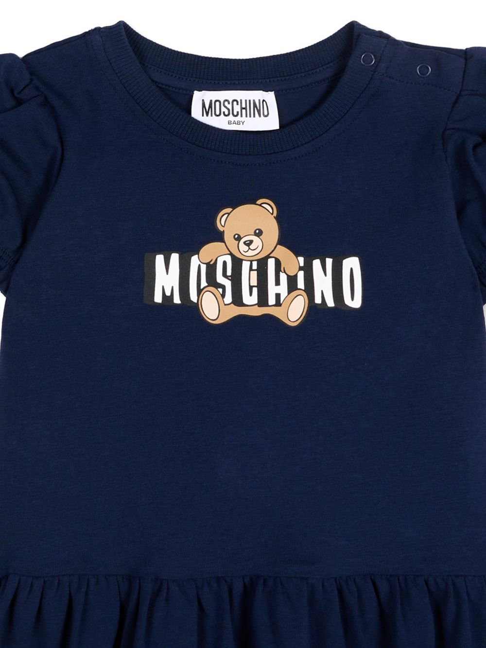 Abito per neonata Moschino Kids blu con stampa grafica MAV0C7LBA00 40016 MOSCHINO KIDS