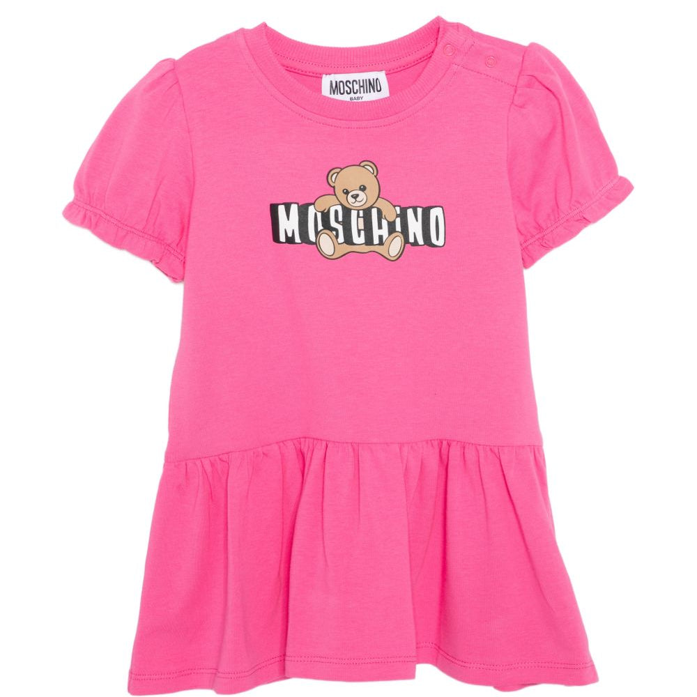 Abito per neonata Moschino Kids rosa con dettagli arricciati MAV0C7LBA00 50533 MOSCHINO KIDS