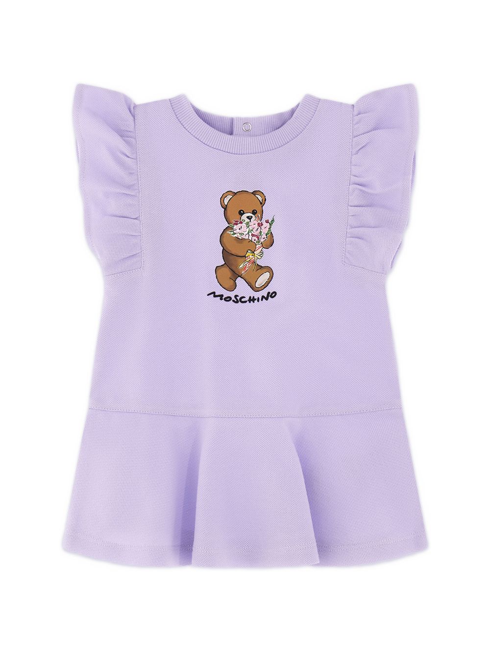 Abito per neonata Moschino Kids lilla con maniche con ruches MDV0DILFA06 51683 MOSCHINO KIDS