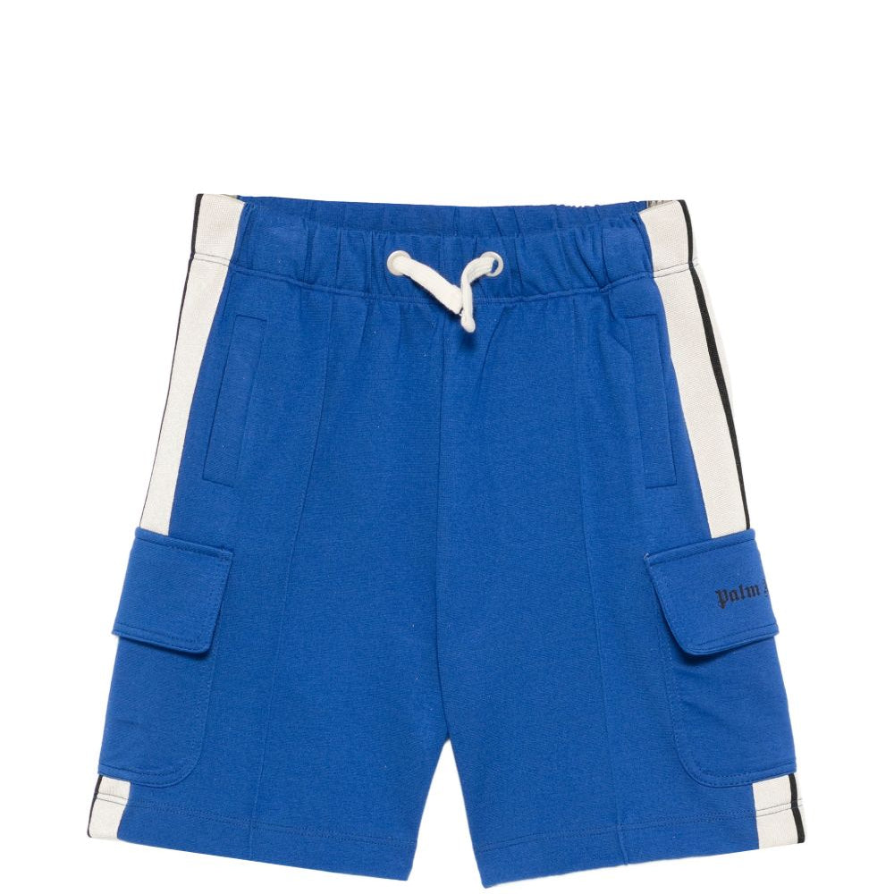 Shorts per bambino Palm Angels Kids blu con chiusura con coulisse PBCL004S26FLE001 060 PALM ANGELS KIDS