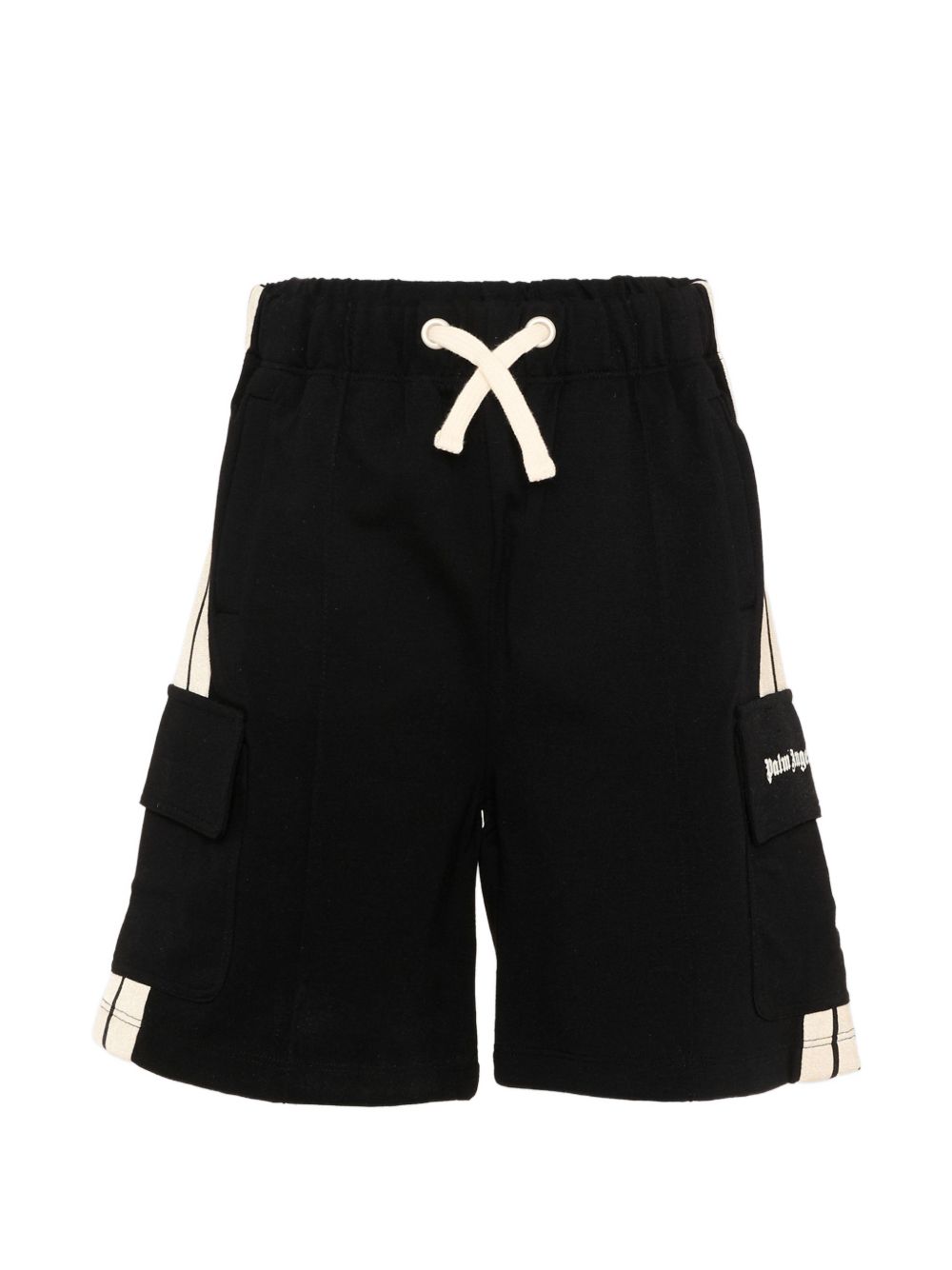 Shorts per bambino Palm Angels nero con tasche e dettagli a righe PBCL004S26FLE001 110 PALM ANGELS KIDS