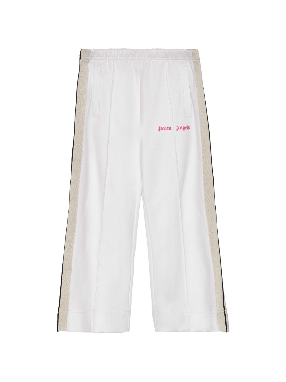 Pantaloni sportivi per bambina Palm Angels Kids bianchi con righe laterali PGCJ006S26FAB001 002 PALM ANGELS KIDS