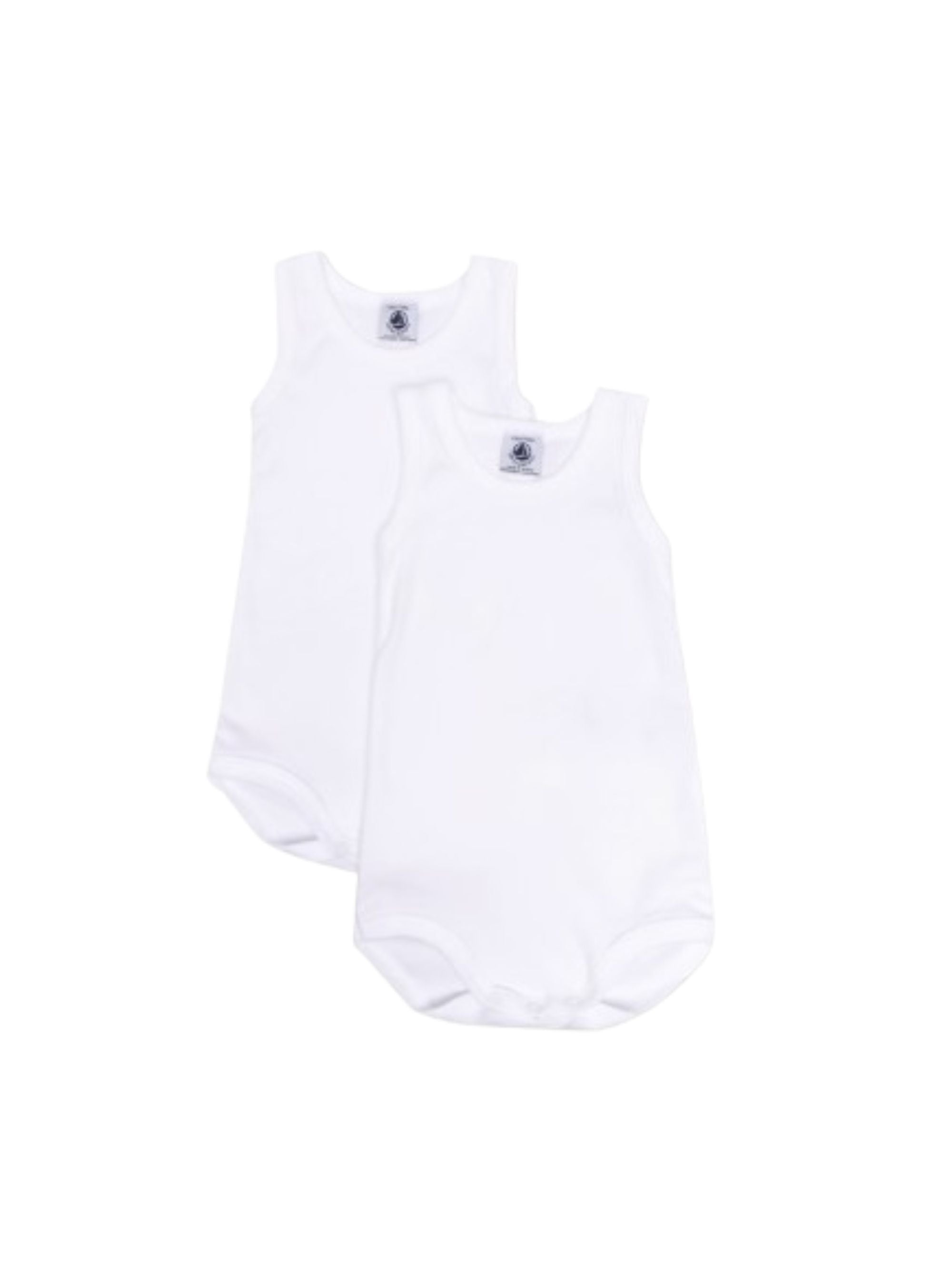 Set di due tutine per neonati Petit Bateau bianche con scollo rotondo A01T5 00 PETIT BATEAU KIDS