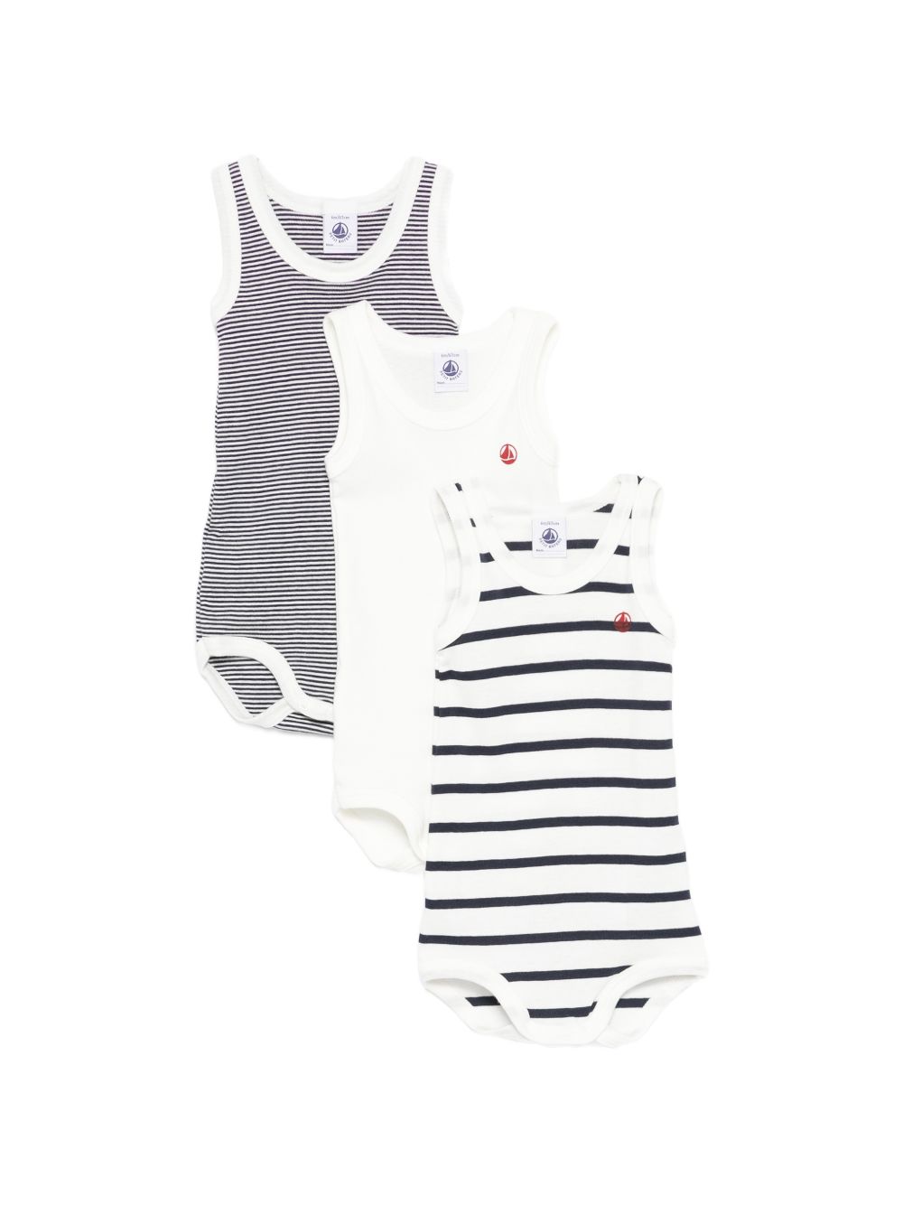 Set di tre tutine per neonati Petit Bateau multicolore con design diversi A02EI 00 PETIT BATEAU KIDS