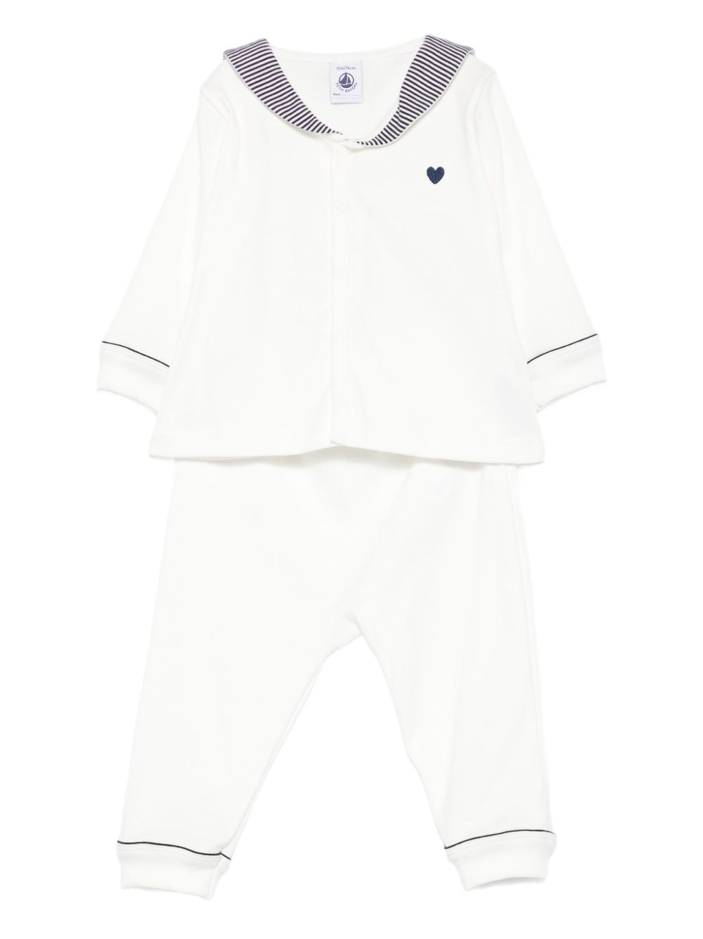 Completo t-shirt e pantaloni per neonato Petit Batea bianco con ricamo cuore A0DRK 01 PETIT BATEAU KIDS