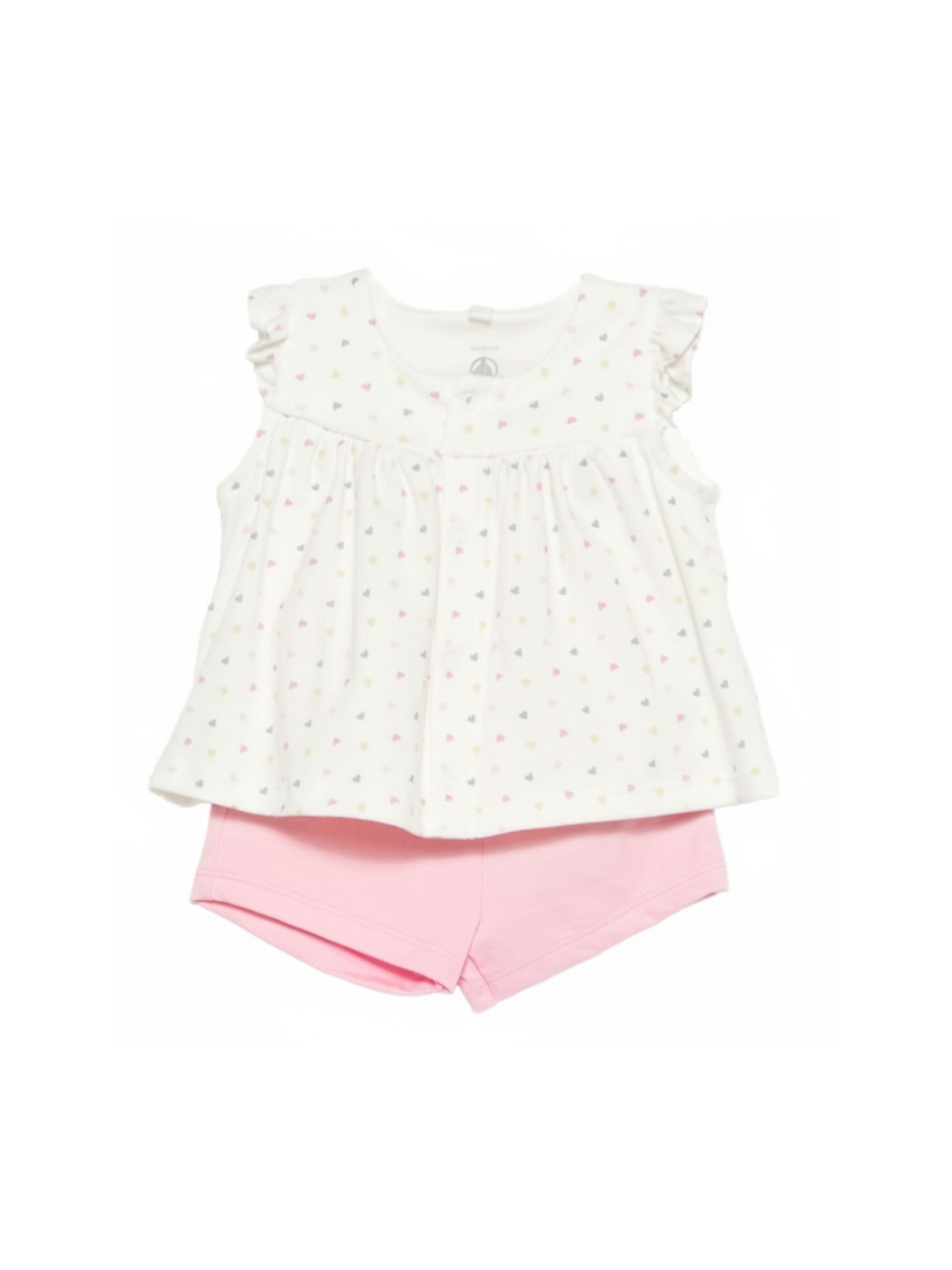 Set top e shorts per neonata Petit Bateau multicolore con stampa a cuori A0EZ4 01 PETIT BATEAU KIDS