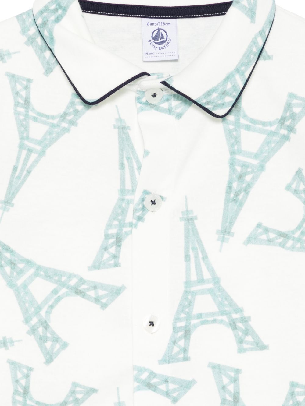 Pigiama per bambini Petit Bateau bianco con stampa torre eiffel A0F1H 01 PETIT BATEAU KIDS