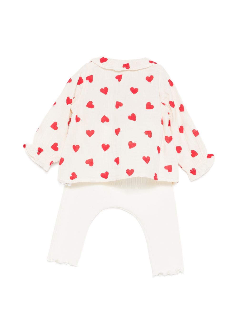 Set di t-shirt e pantaloni per neonati Petit Bateau bianco con stampa a cuori A0F34 00 PETIT BATEAU KIDS