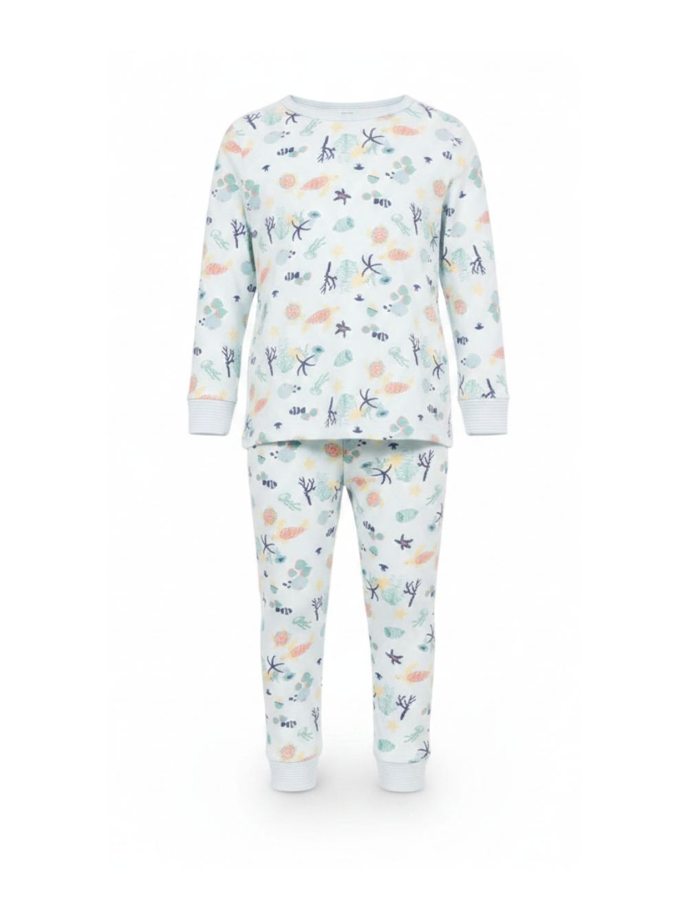 Pigiama per bambino Petit Bateau azzurro a maniche lunghe con fantasia A0F95 01 PETIT BATEAU KIDS