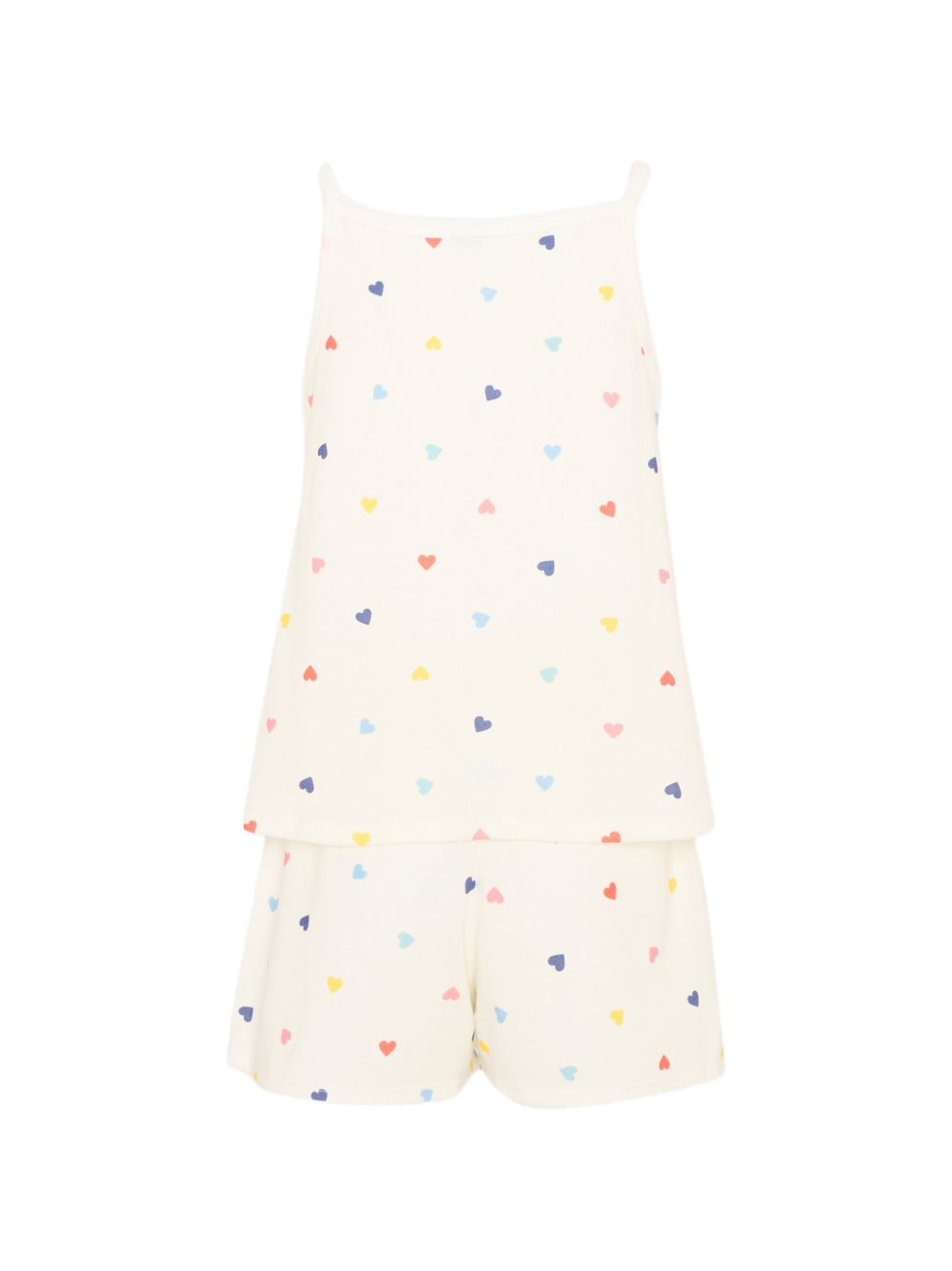Pigiama per bambina Petit Bateau bianco con stampa cuoricini all-over A0F97 01 PETIT BATEAU KIDS