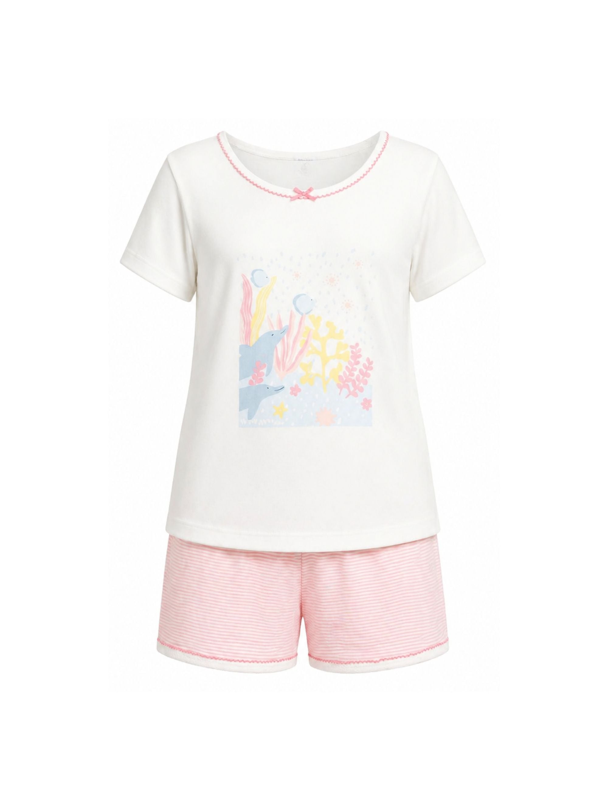 Pigiama per bambina Petit Bateau bianco con stampa grafica sul davanti A0FDF 01 PETIT BATEAU KIDS