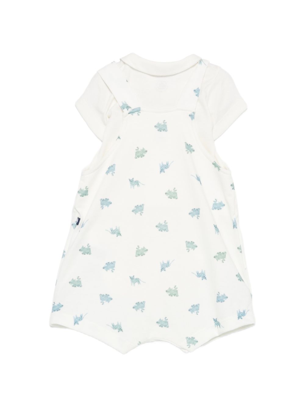 Set t-shirt e salopette per neonato Petit Bateau bianco con stampa animali all-over A0FMJ 01 PETIT BATEAU KIDS