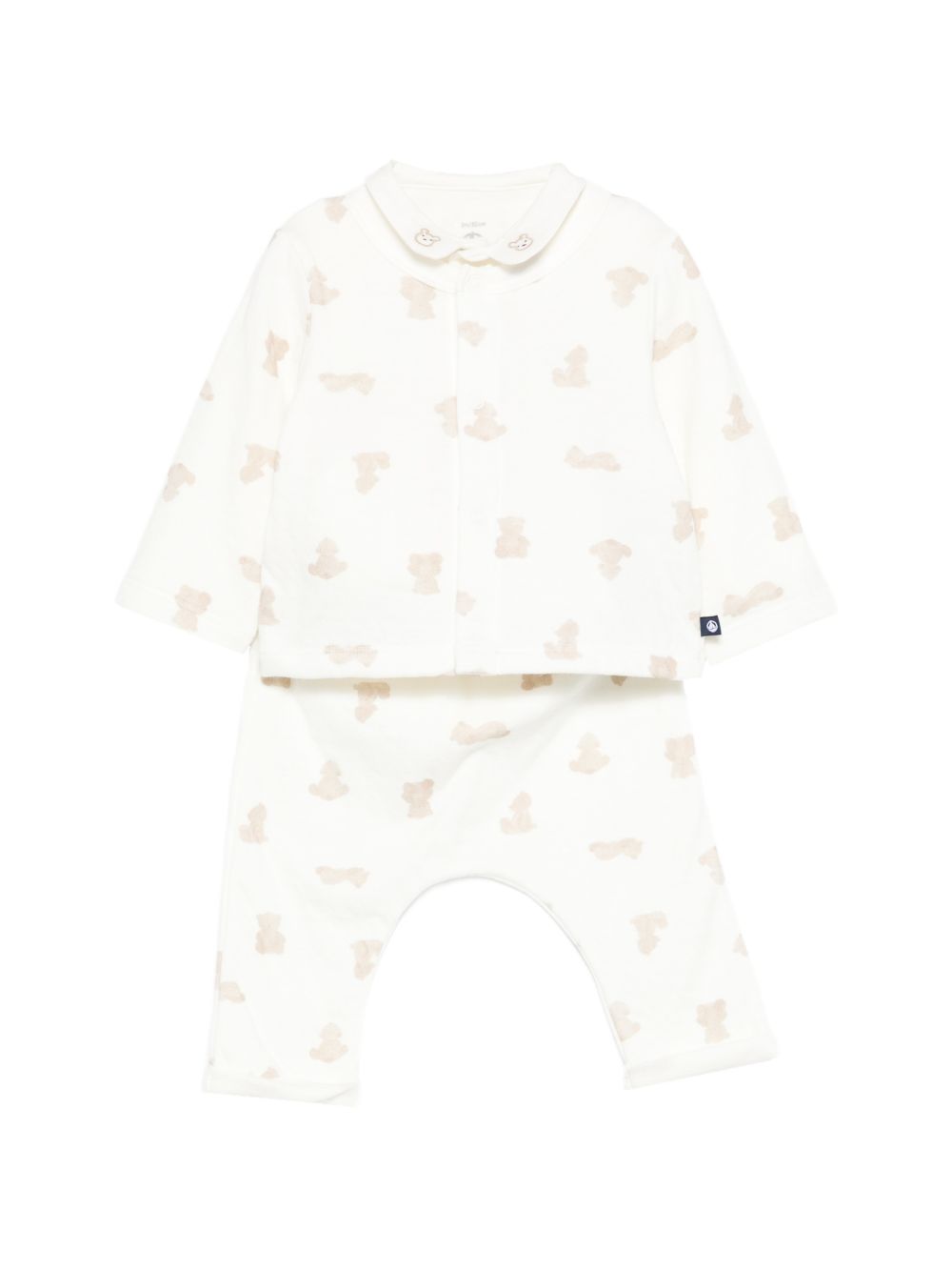 Set t-shirt e pantaloni per neonati Petit Bateau bianco con stampa orsetto all-over A0FQY 01 PETIT BATEAU KIDS