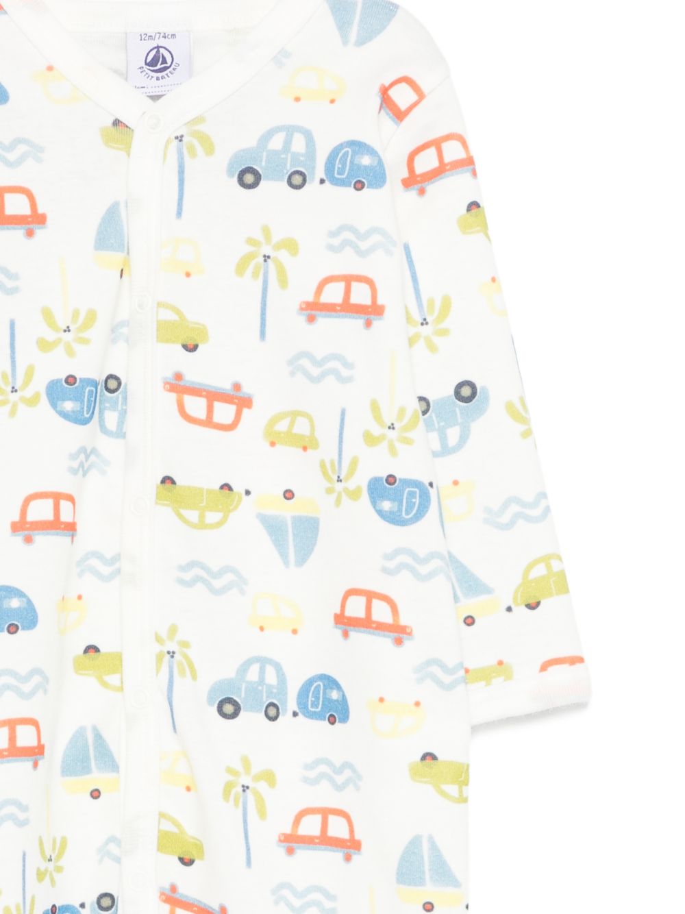 Tutina per neonato Petit Bateau bianca con stampa di auto all-over A0FRH 01 PETIT BATEAU KIDS