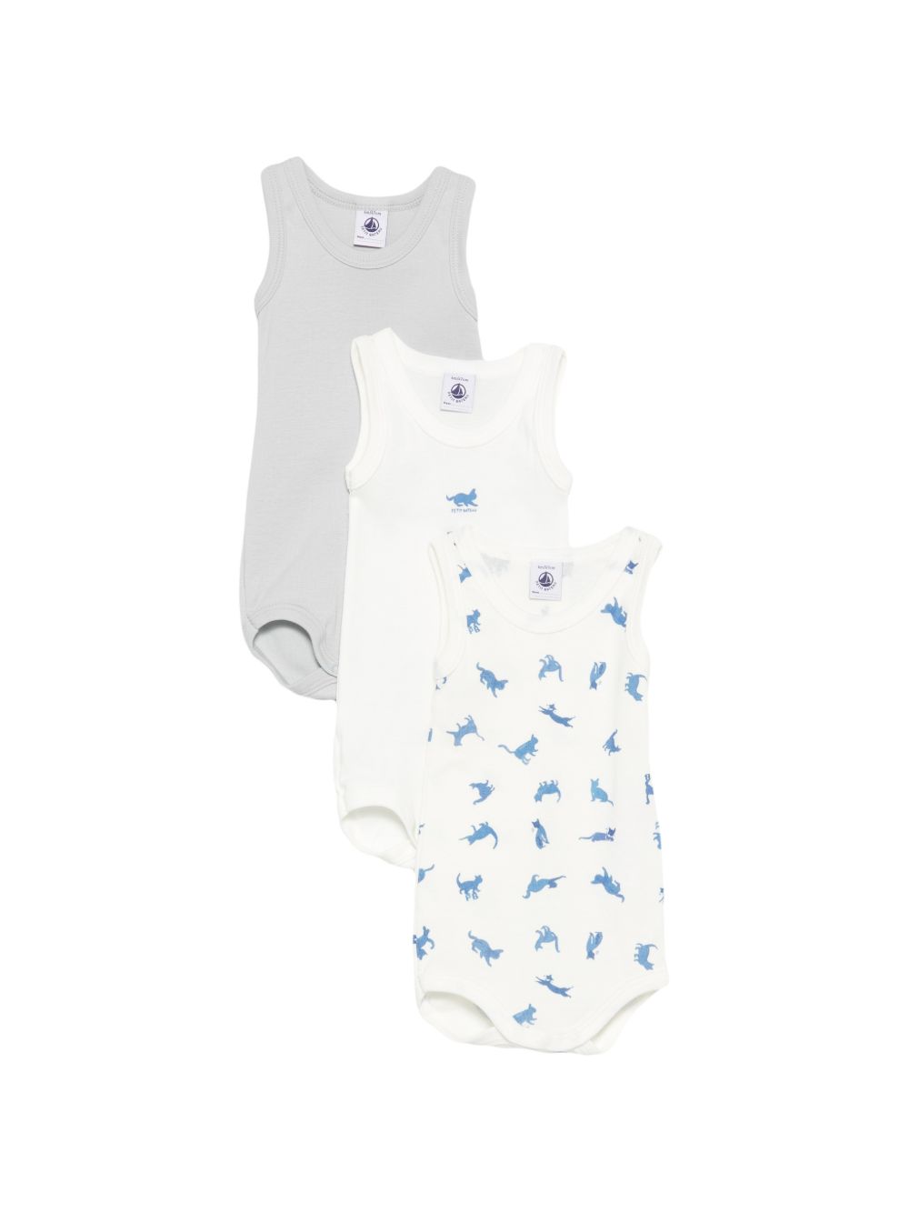 Set tre body per neonato Petit Bateau multicolore senza maniche A0FSO 00 PETIT BATEAU KIDS