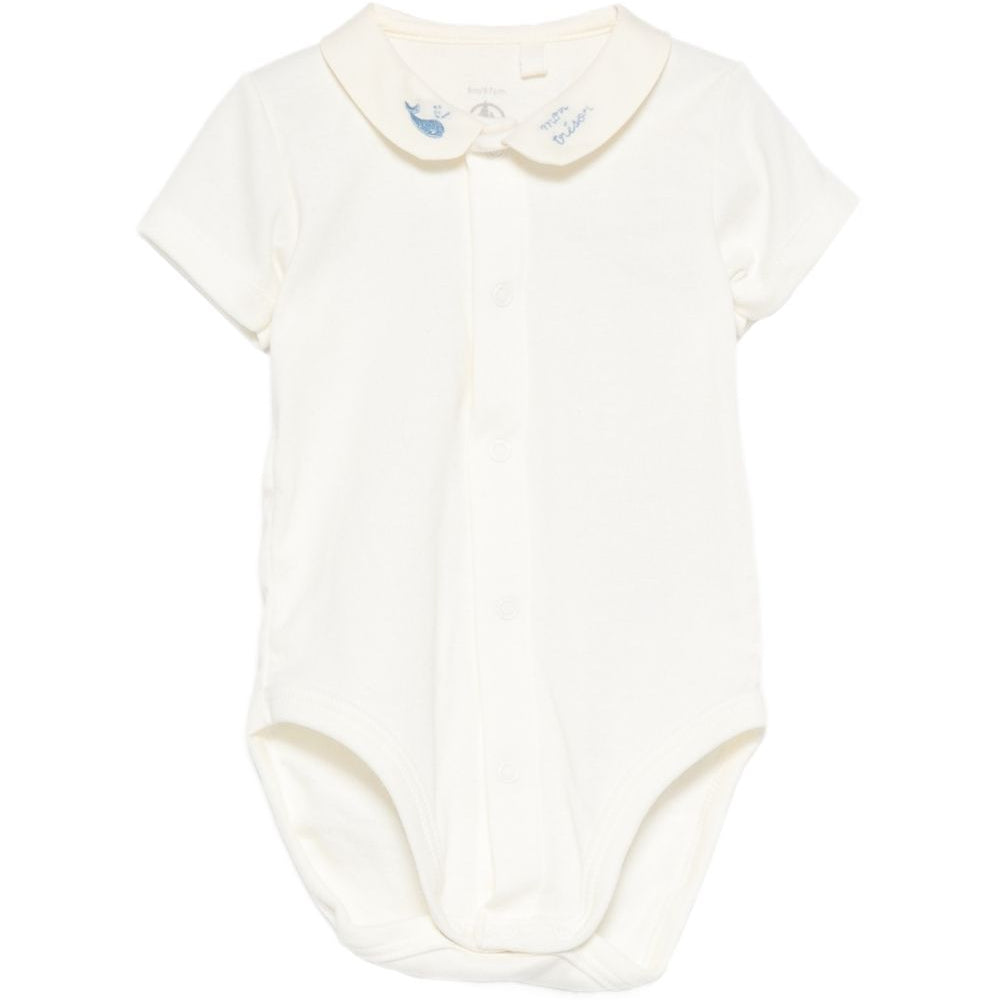 Tutina per neonati Petit Bateau beige con colletto ricamato A0FSV 01 PETIT BATEAU KIDS