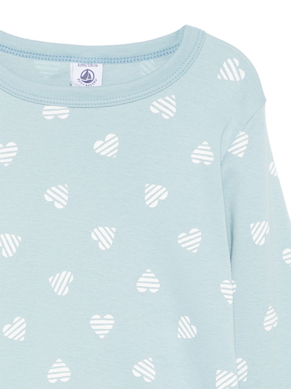 Pigiama per bambini Petit Bateau azzurro con stampa a cuori A0FYD 01 PETIT BATEAU KIDS