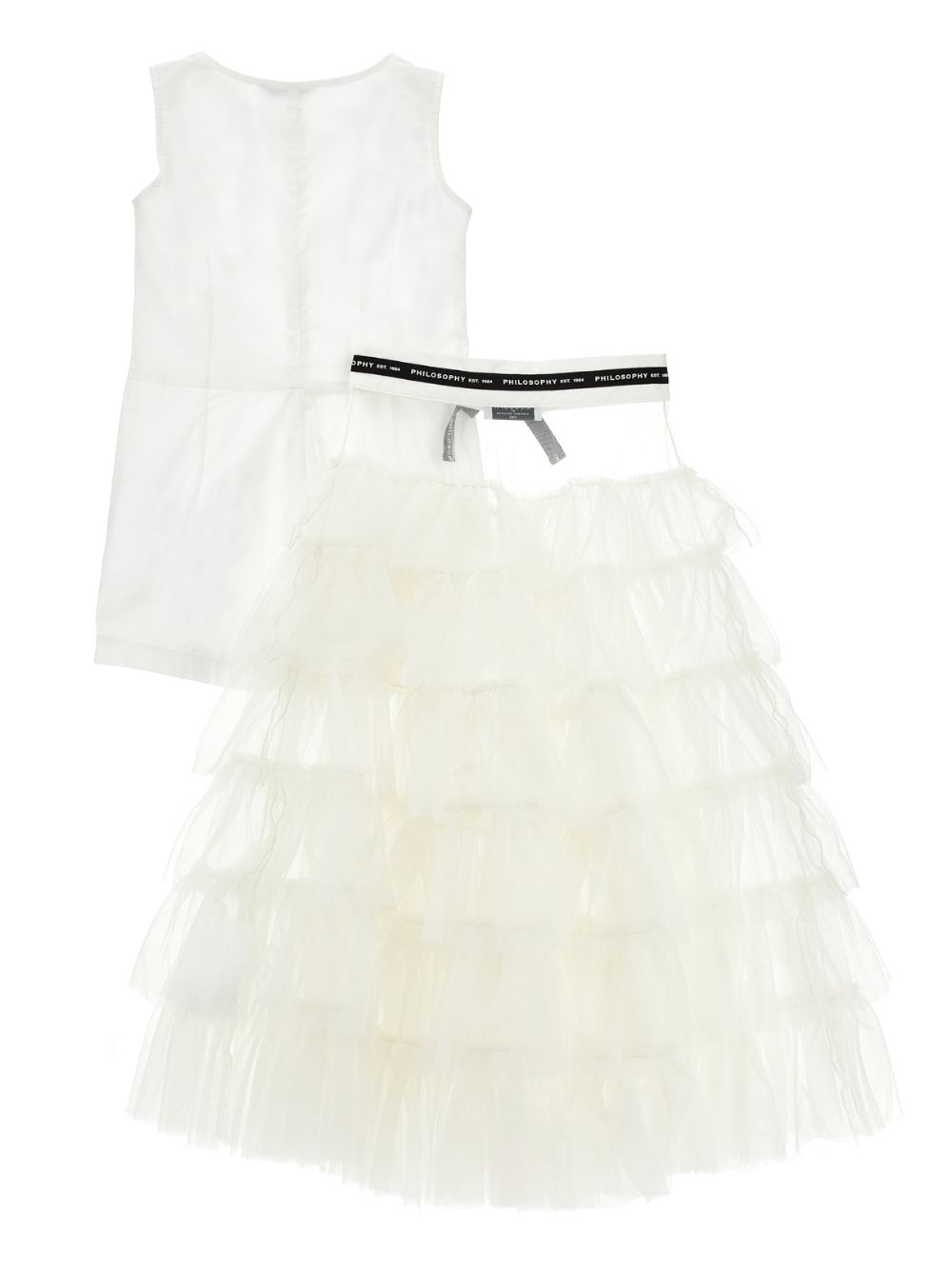 Abito per bambina Philosophy Di Lorenzo Kids bianco con chiusura a bottoni I1G201 7116 0001 PHILOSOPHY KIDS