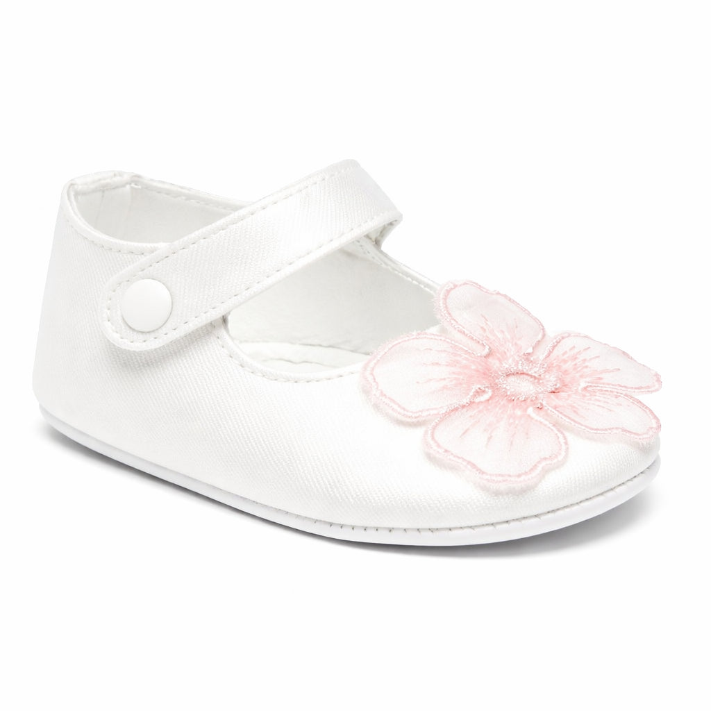 Ballerine per neonata Simonetta bianche con applicazione a fiore SY0016 S0251 102 SIMONETTA KIDS
