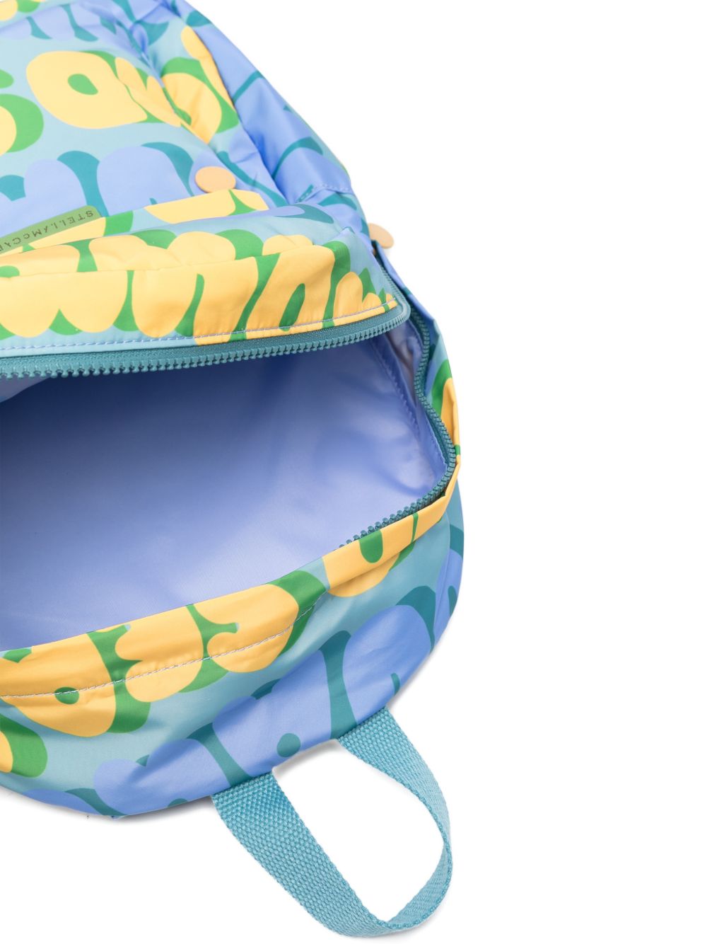 Zaino graffiti per bambini Stella McCartney Kids azzurro con scritte all-over TY0P18 Z3524 642MC STELLA McCARTNEY KIDS