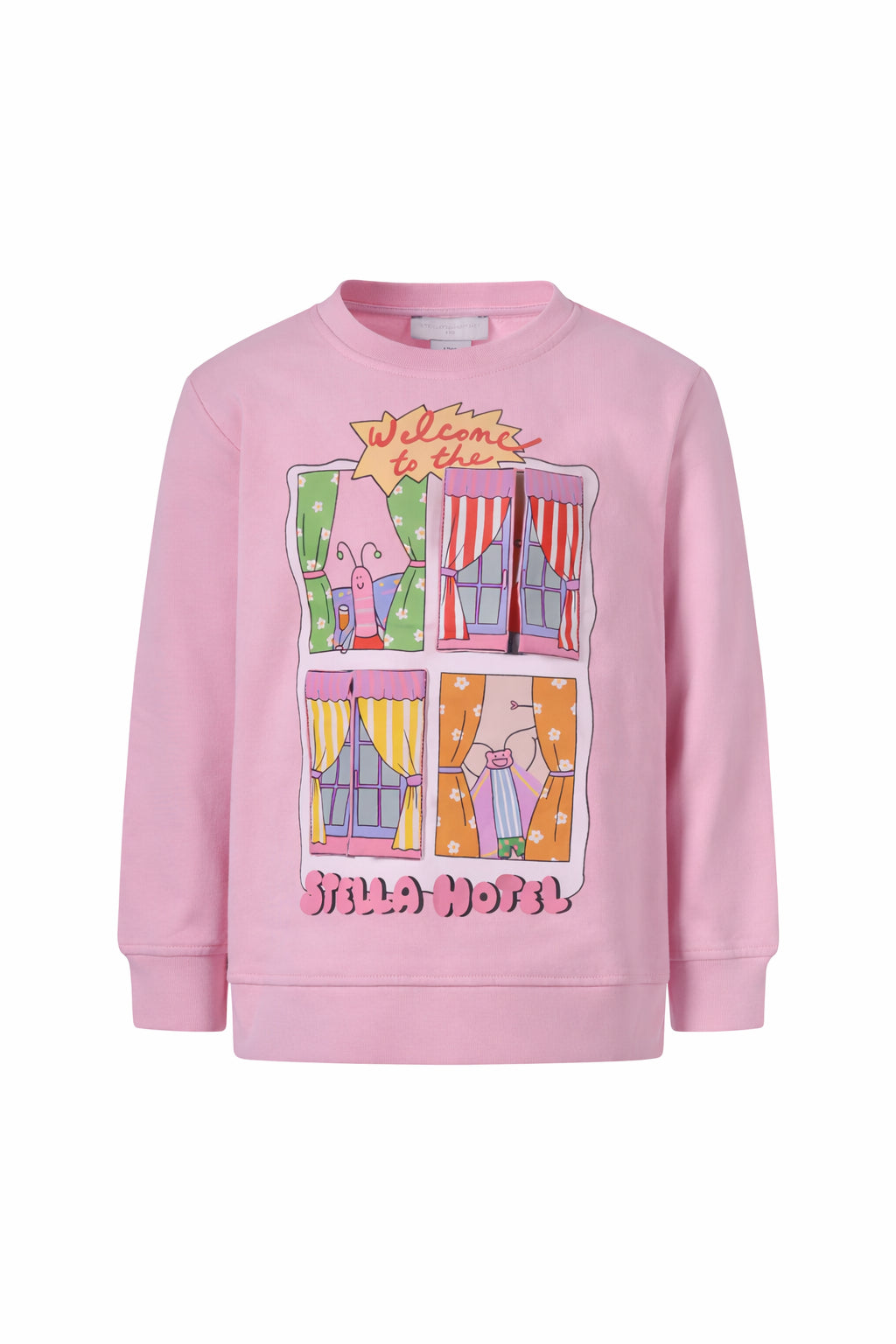 Felpa per bambina Stella McCartney Kids rosa a girocollo con stampa grafica sul davanti TY4A10 Z3409 51R STELLA McCARTNEY KIDS