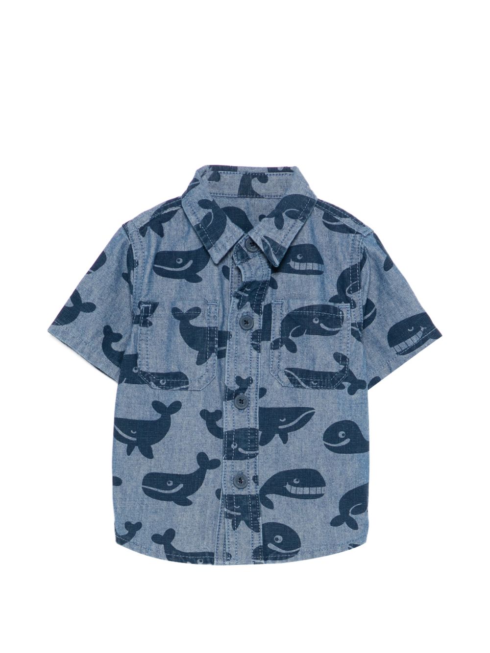 Camicia per neonato Stella McCartney Kids in denim con stampa balene TY5511 Z3621 606BL STELLA McCARTNEY KIDS