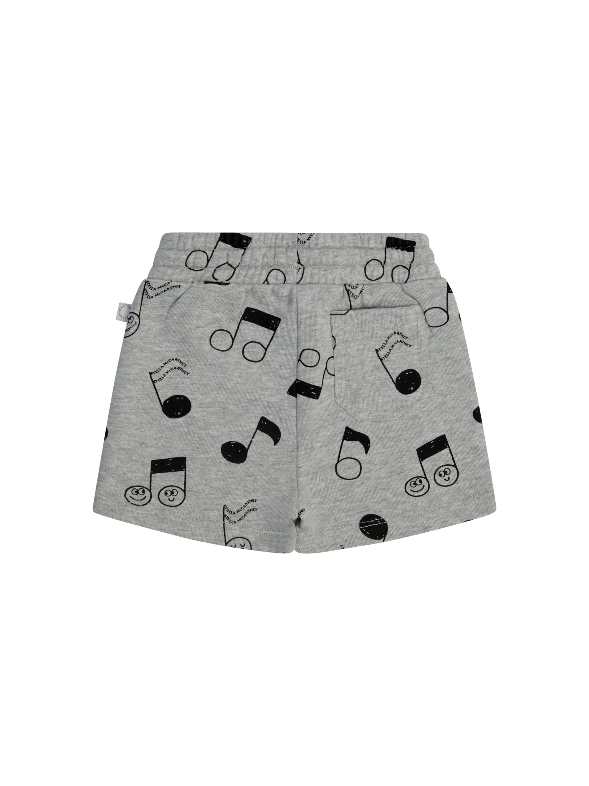 Shorts per neonato Stella McCartney Kids grigio con stampa note musicali all-over TY6539 Z3563 807NE STELLA McCARTNEY KIDS
