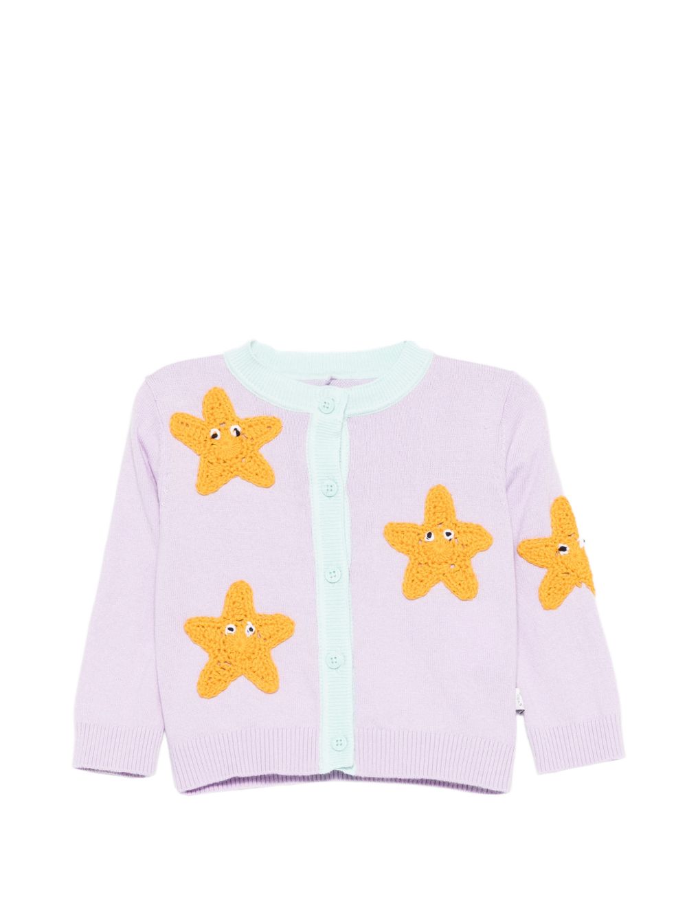 Cardigan per neonata Stella McCartney Kids viola con ricamo stelle marine TY9110 Z3622 539 STELLA McCARTNEY KIDS